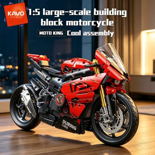 2024pcs Technical 1:5 Scale M Motorcycle Building Blocks - Mechanical Set Model