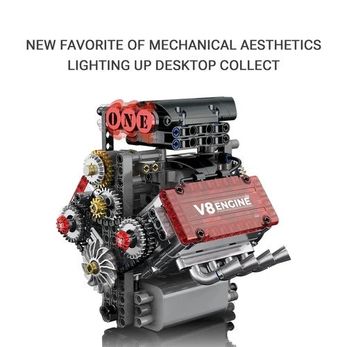 Simulation 478pcs V8 Engine Motorized Building Blocks Mechanical Model