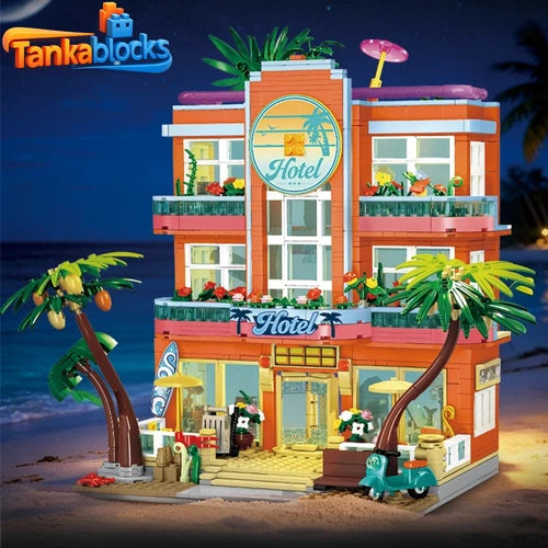 MOC Miami Resort Hotel Modular building blocks 1612 pcs movies Birthday Toy gift