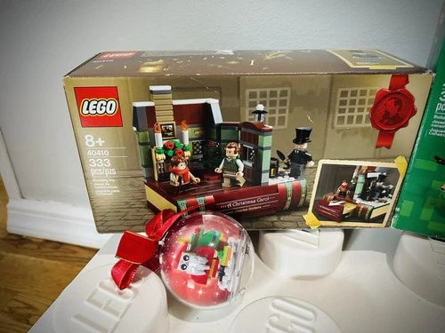 Christmas Lego Lot - Santa’s Sleigh, Dickens Book, Ornaments (2) & Lrg Lego Box