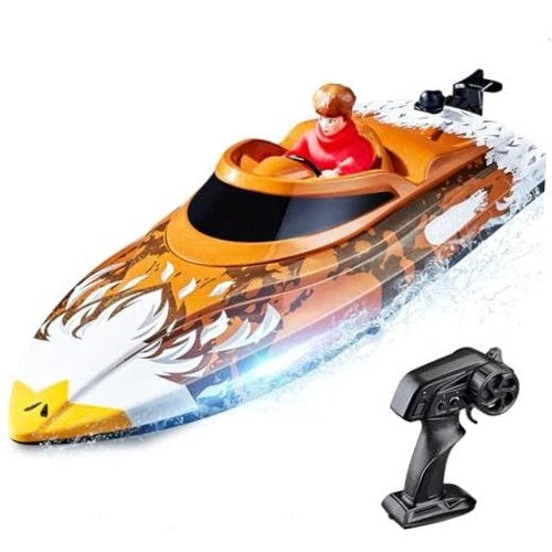 HJ822 12" 25 KPH Fast RC Speed Boat for Kids & Adults - Brown