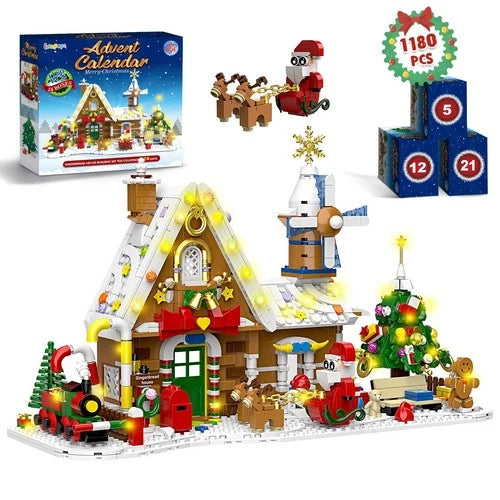 Gingerbread House Building Block Set with Lights - 2026 Advent Calendar Fun