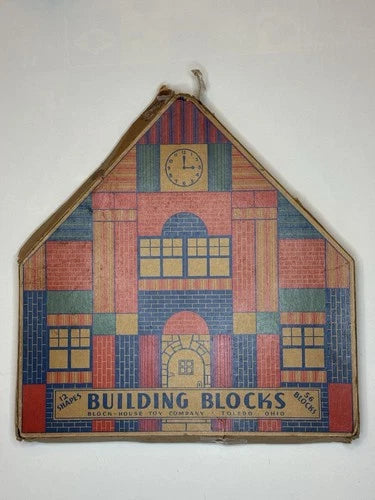 Rare Vintage Block-House Toy Company Building Blocks Set w/ Box & More Toledo OH