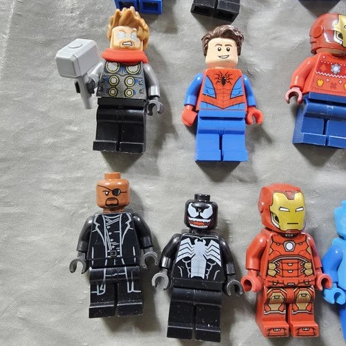 Lego Marvel Minifigure Lot Of 19 Ironman Ghost Rider Spider-Man Venom Thanos + !
