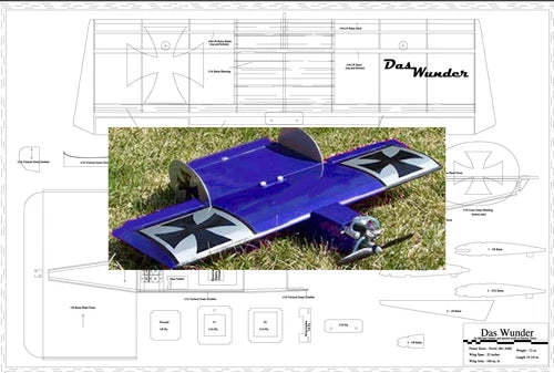 Das Wunder 1/2A Sport Model 25" WS RC Airplane Laser Cut Balsa Short Kit