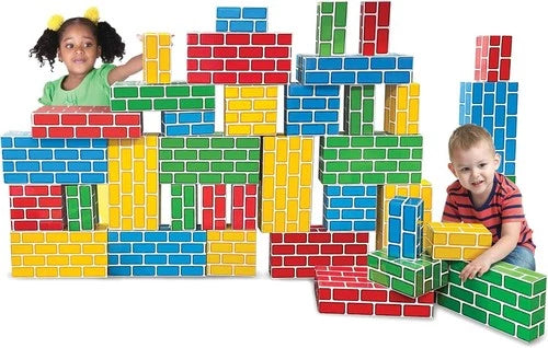 Junkin 80 Pack Cardboard Building Blocks Cardboard Bricks for Kids, Stacking ...