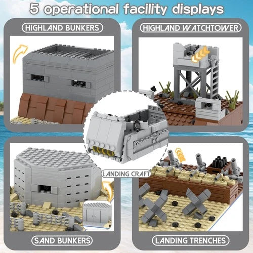 WMBickser 1120 Piece WW2 Landing Craft Battlefield Military Fortresses Building