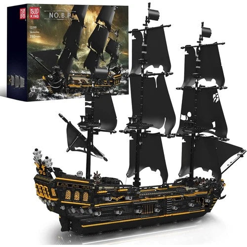 Large Pirate Ship Model Building Blocks Kit - 3180+ Pieces, Black Pearl Sailboat