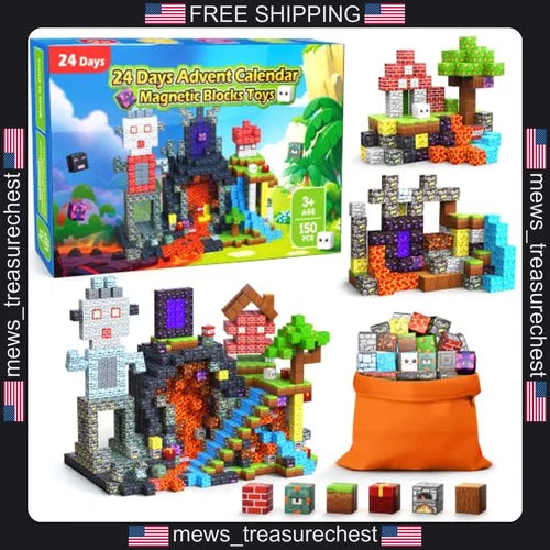 Magnetic Blocks Advent Calendar 2026, 150PCS STEM Building Set for Kids