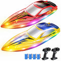 2Pack RC Boats for Kids 120 Min Runtime 7 LED Lights Mode