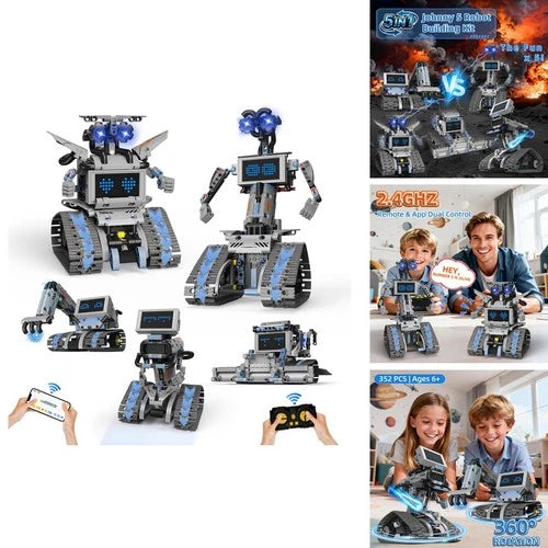 Johnny 5 Robot Building Kit 5 in 1 STEM APP 2.4GHz Remote Control Technic RC
