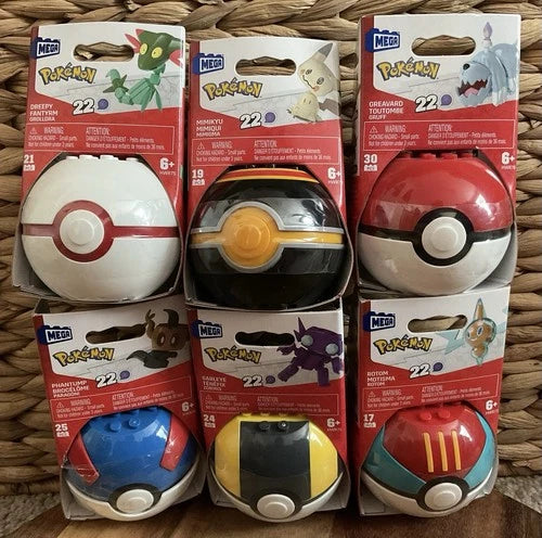 MEGA Construx Pokemon PokeBall Series 22 COMPLETE SET of 6 Brand New w MIMIKYU