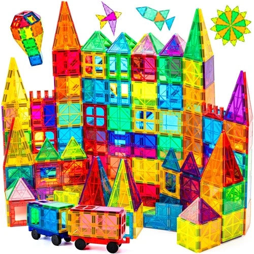 120Pcs Magnetic Tiles Magnetic 3D Building Blocks Set Educational Constructio...