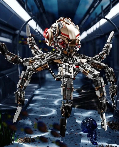 Mechanical Octopus Creature Model Building Blocks Compatible Brick Toy Gift
