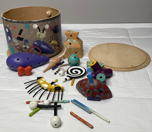Vintage 1989 ZoLO 2 Playsculpture Set Higashi Glaser Design Wooden Art Toy Lot w