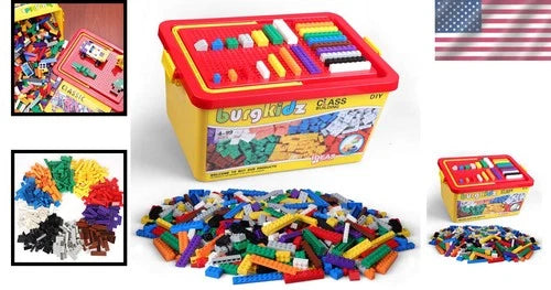 Piece Building Blocks Set with Wheels Storage Box Base Plate Ages 3+