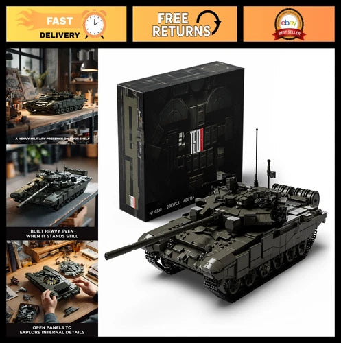 Military Tank Building Set - T-90A Model Kit for Adults, 2083 PCS, Realistic Det