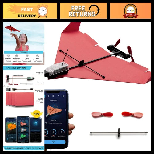 Smartphone App Controlled RC Paper Airplane Kit - POWERUP 4.0 Motorized Flight
