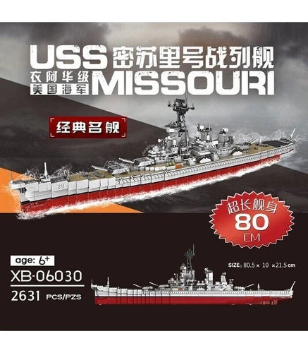 Xingbao WW2 USS Missouri Battleship Building Block Set In Retail Box! 2631 Pcs