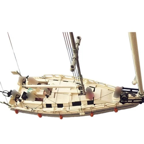 MOC White Sailboat Model Minifig Scale Building Kits 712pcs DIY Toy Kit