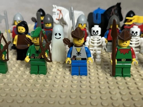 LEGO Vintage Castle Knights Minifigure Lot Forestman Ghost + Weapons 80s 90s