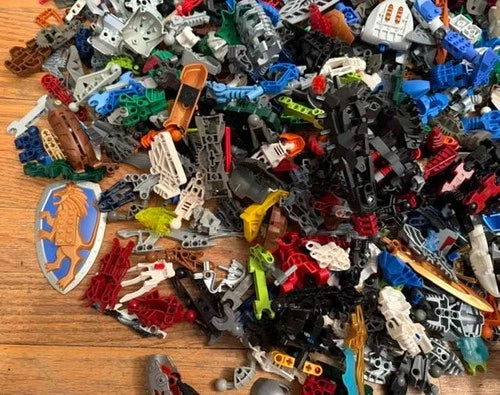 5lbs Lot of Random Bionicle/Hero Factory LEGO Parts Shield Masks Weapons