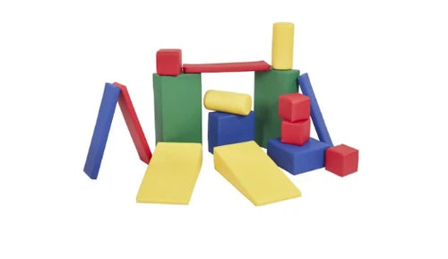 ECR4Kids SoftZone Soft Builder Blocks, Assorted, 16-Piece - Assorted