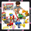 Building Blocks Set for Kids 3-6 with Gas Station & Traffic Scene