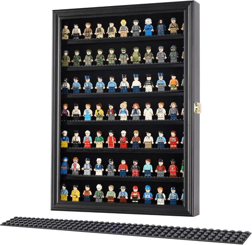 Minifigure Display Case - Building Block Toy Wall Cabinet Showcase for Small