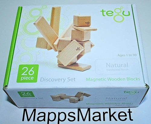 NIB Authentic TEGU 26-Pc Discovery Set Magnetic Wooden Blocks ~ Natural Hardwood