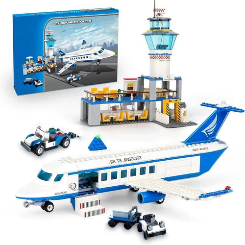 City Passenger Airplane Building Blocks Set with Plane,Airport, Terminal