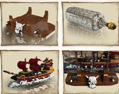 Mould King 10066 Drifting Bottle Queen Anne's Pirate Ship Building Block Toy Kit
