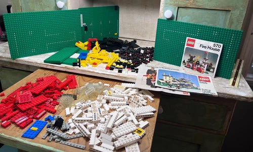 Vintage 1970s LEGO Lot 570 Fire House 585 Police Headquarters Manuals Parts