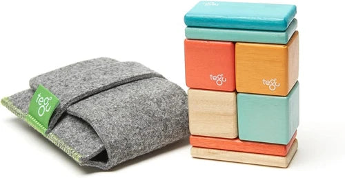 8 Piece Wooden Magnetic Block Set Kids Play Toy with Scented Sunset Finish