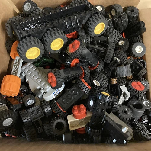 Lot of Lego Wheels/Tires/Rims/Axels/Treads and others 3+ pounds
