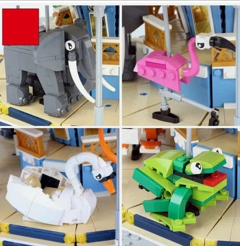 New Fairgrounds Carousel MOC Brick Set with Rechargeable Motor, 2,670 pcs