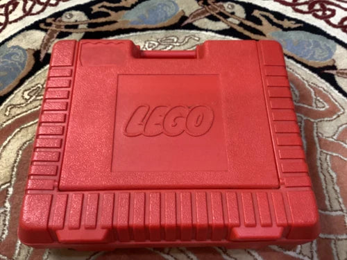 Vtg 1985 Lego Red Carrying Case Plastic Storage Box with LEGOS Pieces
