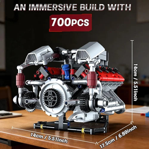 V8 Engine Model Kit That Run, 8-Cylinder Car Engine Building Blocks Set, Build