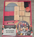 FAO Schwarz Solid Natural Wooden Blocks Wood Create a Castle 60 Pieces - New