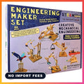 Engineering Maker Set — Real Wood STEM Building Kit \| Hydraulics, Gears, Levers
