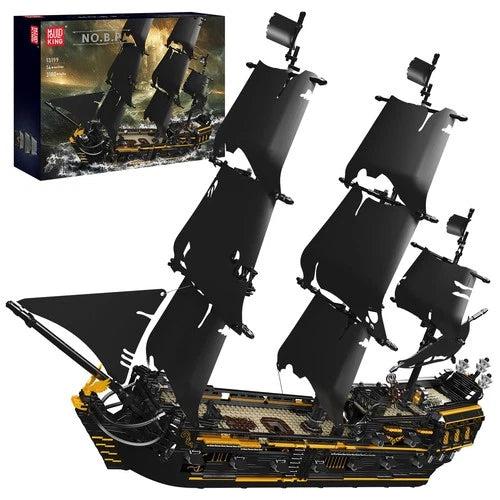 Mould King 13199 Black Pearl Ship Pirates Boat Building Block Toy Collection Kit