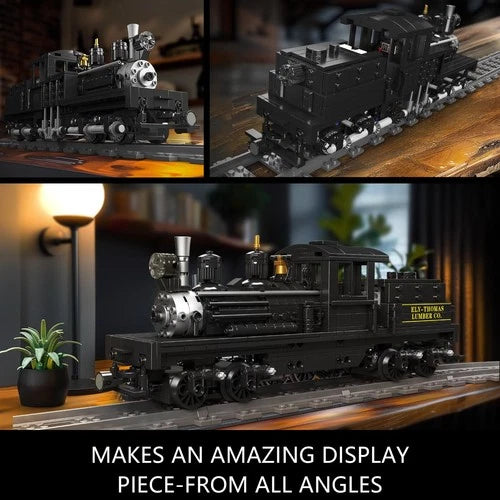 Mould King Shay-Type Steam Locomotive Building Set with LED Lighting, Remote/App
