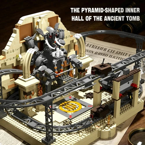 New Ancient Tomb Roller Coaster 1299Pcs Mine Cart Building Blocks Set Unbranded