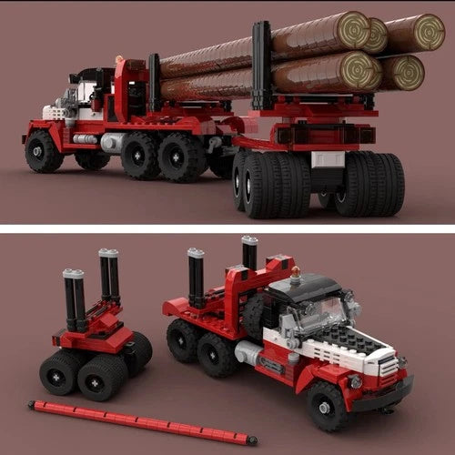 Mammoth Logging Truck with Pole Trailer 698PCS Building Block Model Brick Urban
