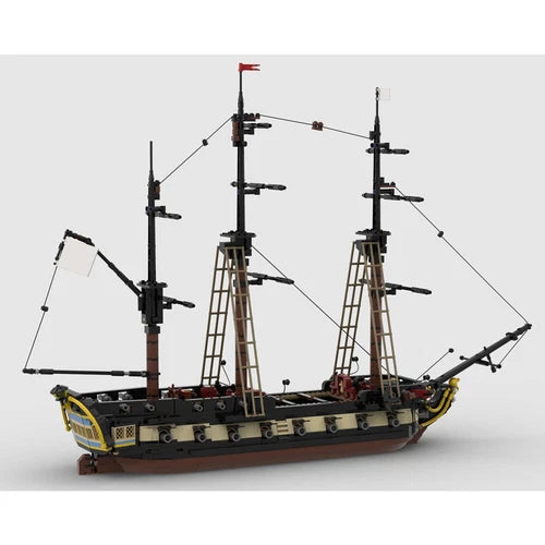 5th Rate Frigate Heavy Frigate with Gun Deck and Interior 1901 Pieces MOC