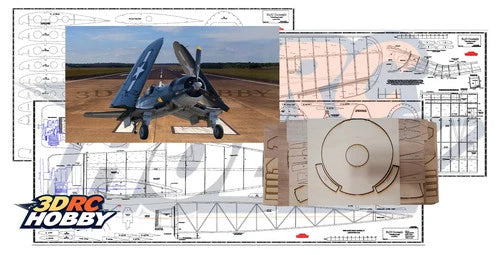 F4U-1 Corsair Folding Wing 46" WS RC Airplane Kit Model Plane Short Kit & Plans