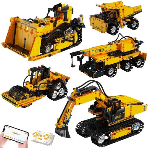 HPROMOT 5-in-1 Building Toys STEM Robotics Kits - Remote-Controlled Excavator...