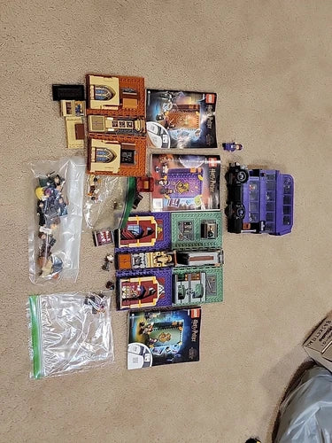RARE HARRY POTTER LEGO TRIPLE DECKER BUS WIZARDING WORLD LOT With Figures