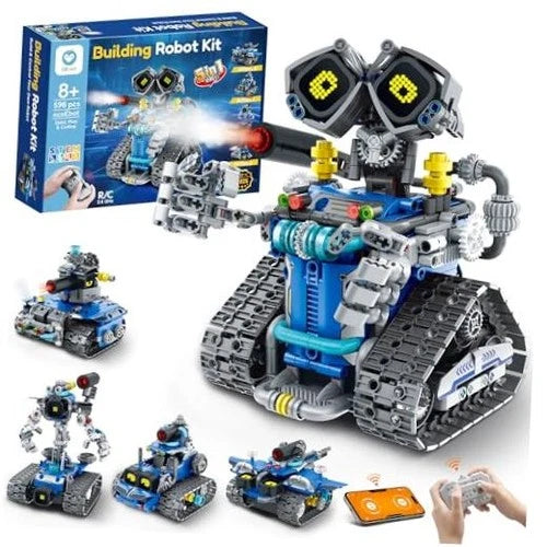 STEM Robot Building Kit with Remote Control Gifts for Boys 8-14 \| Coding Blue