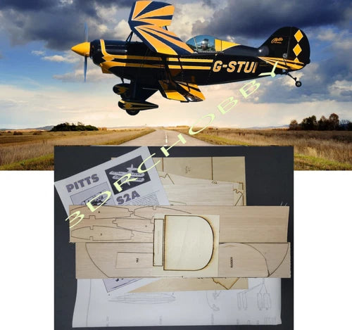 Pitts S-2A 41" Wingspan R/C Airplane Laser Cut Balsa & Ply Short Kit